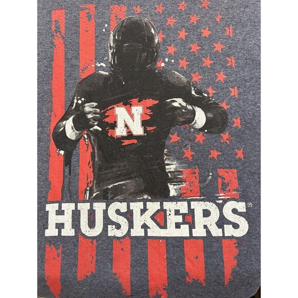 NEBRASKA CORNHUSKERS Gray T-Shirt Football Men's 2XL 50% Cotton 50% Polyester - Picture 2 of 6